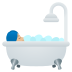 🛀🏼 person taking bath: medium-light skin tone display on JoyPixels